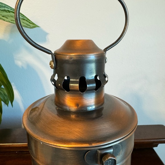 METAL CANDLE LANTERN - PUNCHED DESIGN - BRASS COLOR - Picture 2 of 9